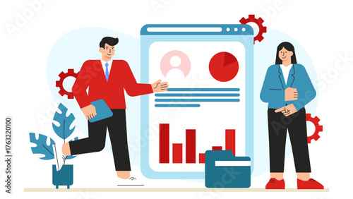 Freelancer Submitting Project Milestones to Client Flat Vector Illustration