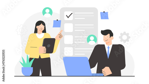 Product Team Managing Feature Requests from Users Flat Vector Illustration