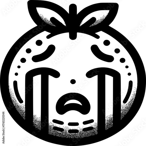 Sad Orange Icon: A simple yet poignant illustration of a tearful orange, its expression of sorrow and melancholy a reminder of the emotional depths within.