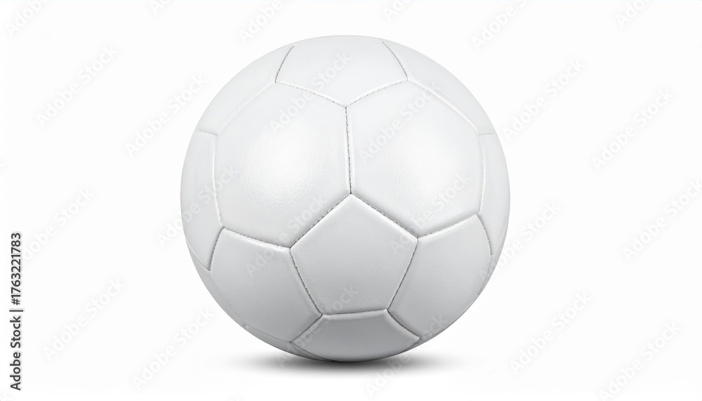 Fototapeta premium White soccer ball on plain background with hexagonal pattern
