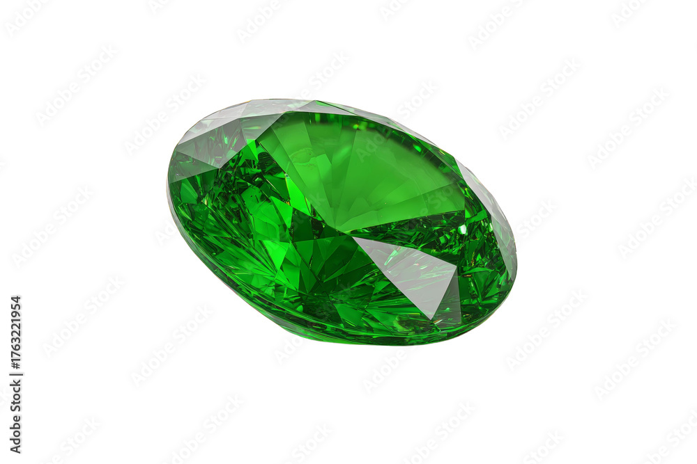 Fototapeta premium A green diamond is on a white background