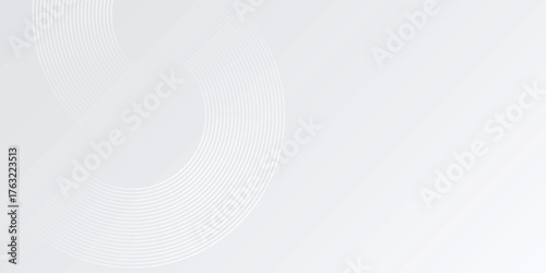Simple white glowing geometric lines on gray background. Modern shiny blue circle lines art abstract simple, Vector