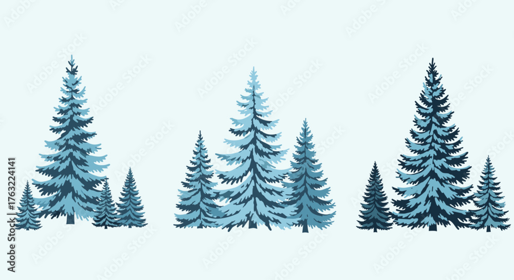 Fototapeta premium Winter Forest Landscape with Snow-Covered Pine Trees.