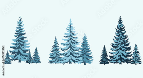 Winter Forest Landscape with Snow-Covered Pine Trees.