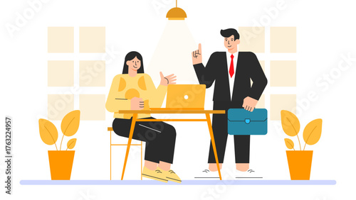 Startup Founder Reviewing Seed Funding Proposal Flat Vector Illustration