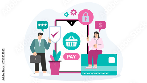 Digital Payment and Online Banking Concept Flat Vector Illustration