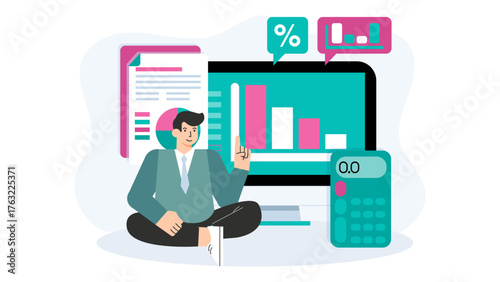 Business Budget Planning and Analysis Flat Vector Illustration
