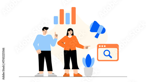 Digital Advertising and Online Campaign Concept Flat Vector Illustration