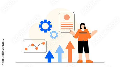 Startup Launch and Business Development Flat Vector Illustration