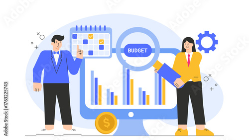 Business Budget Planning and Analysis Flat Vector Illustration
