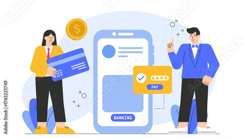 Digital Payment and Online Banking Concept Flat Vector Illustration