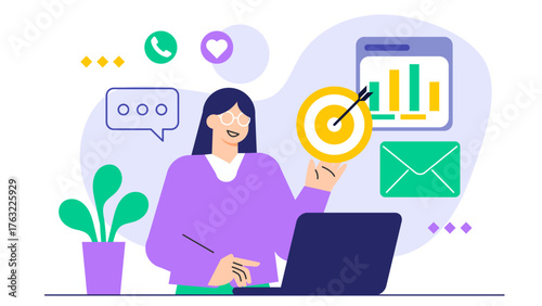 Flat Design Digital Marketing Strategy Flat Vector Illustration