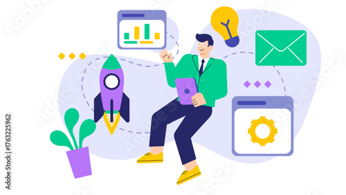 Business Digital Transformation Concept Flat Vector Illustration