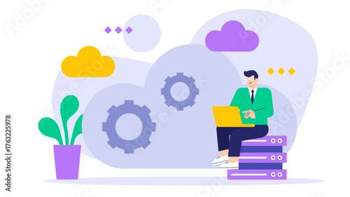 Flat Design Cloud Computing for Business Flat Vector Illustration