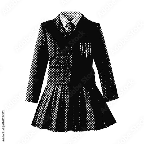 School uniform halftone grunge vector design element