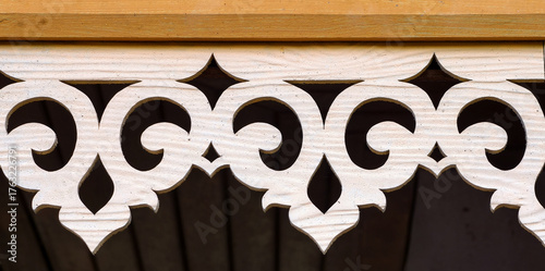 Bilde på lerret Malay style decorative wooden element, a fascia board and a fretwork panel, featuring a carved, repeating pattern
