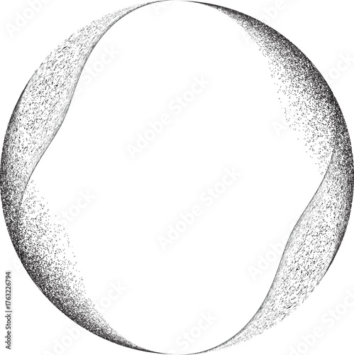 Distress basic geometric shape design . Noise dispersion circle logo . Spray effect .Grunge, grainy, gritty texture with circle frame. Distressed circle element .vector 