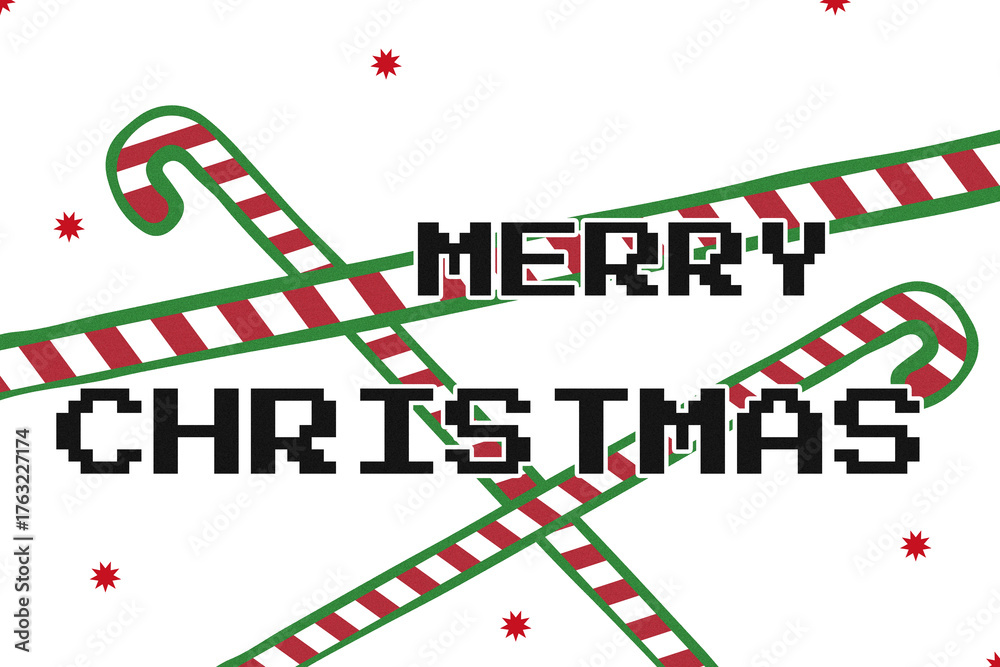Obraz premium Bright candy canes and festive message create a cheerful holiday scene for everyone