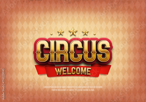 Retro Circus banner with grunge background. Vintage poster for carnival show, funfair festival or amusement entertainment event. Vector illustration.