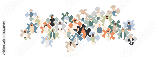 Different people in puzzles. 