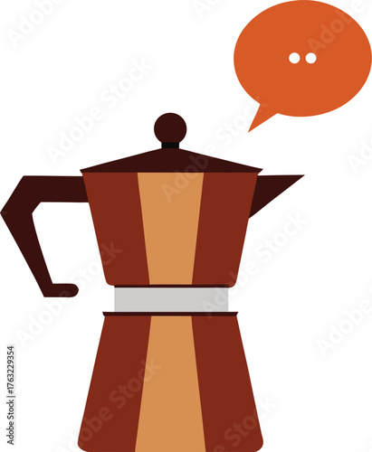 Italian moka pot with speech bubble, “Caffè time”, perfect for coffee-themed designs.