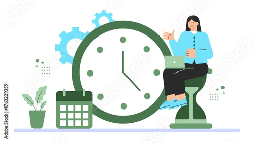 Time Management and Productivity Flat Vector Illustration