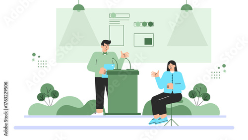 Business Conference and Event Flat Vector Illustration