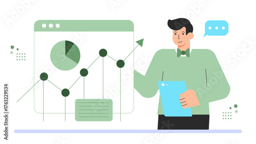 Business Data Analytics and Big Data Concept Flat Vector Illustration