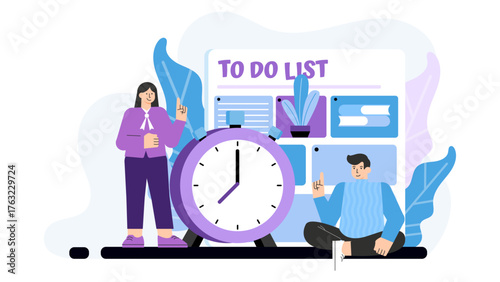Time Management and Productivity Flat Vector Illustration