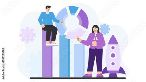 Startup Founder with Growth Strategy Flat Vector Illustration