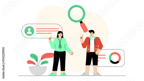 Human Resources and Employee Management Flat Vector Illustration