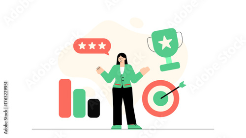 Business Goal Achievement and Success Concept Flat Vector Illustration