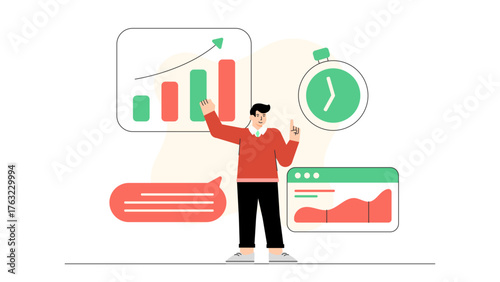 Time Management and Productivity Flat Vector Illustration