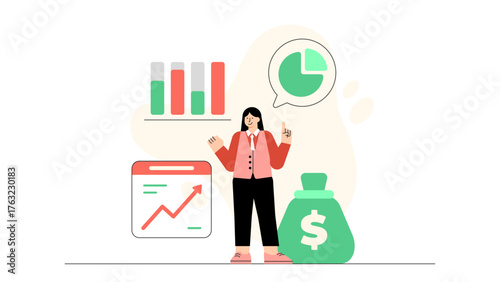 Economic Growth and Success Concept Flat Vector Illustration