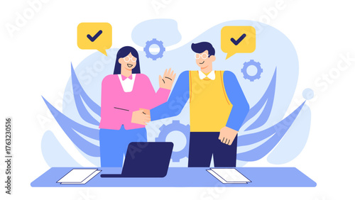 Business Negotiation and Deal Agreement Flat Vector Illustration