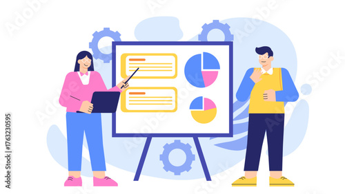 Business Pitch and Investor Presentation Flat Vector Illustration