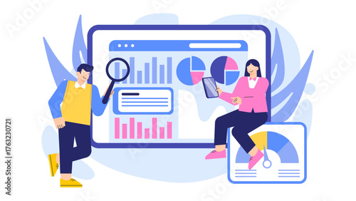 Business Data Analytics and Big Data Concept Flat Vector Illustration