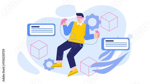 Virtual Reality in Business Flat Vector Illustration