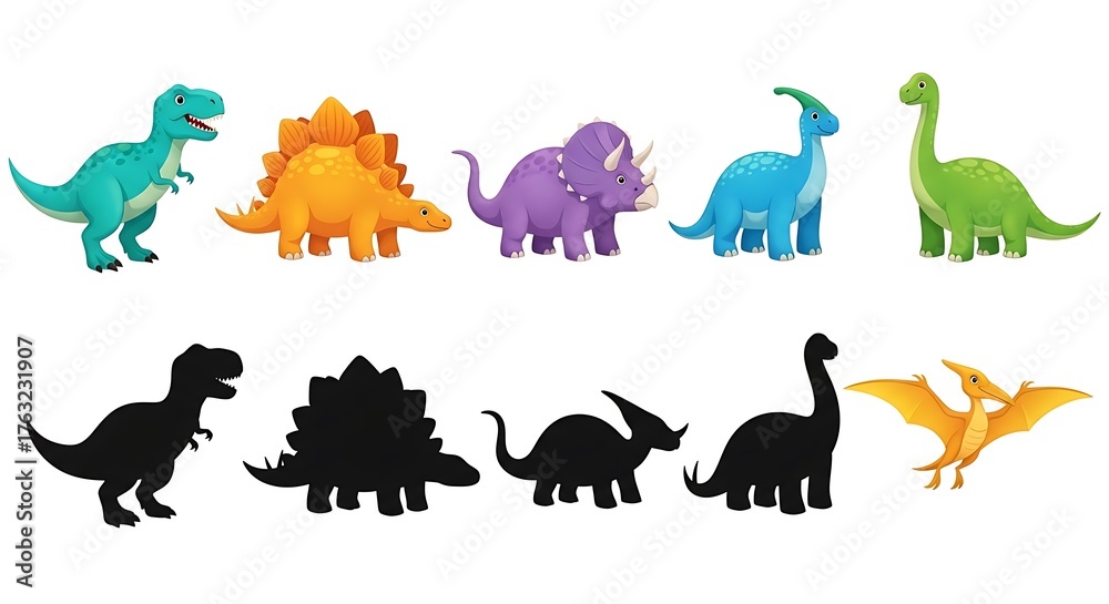 Obraz premium set of cartoon dinosaurs