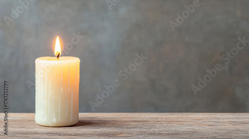 Soft candle flame in dark room creates peaceful, warm atmosphere