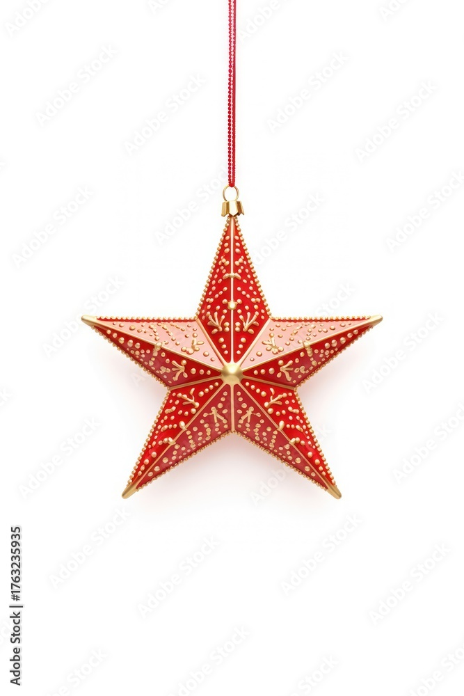 Obraz premium Christmas hanging star white background.