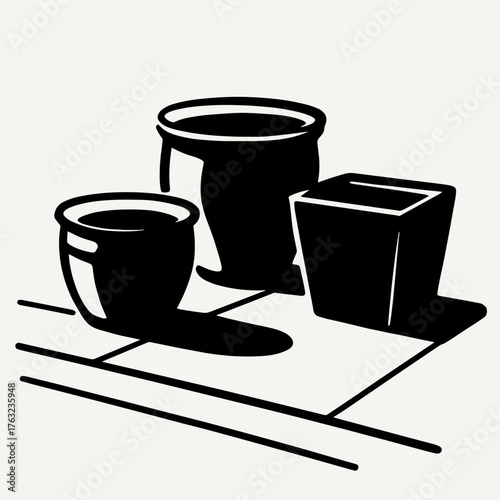 Empty planters on patio 