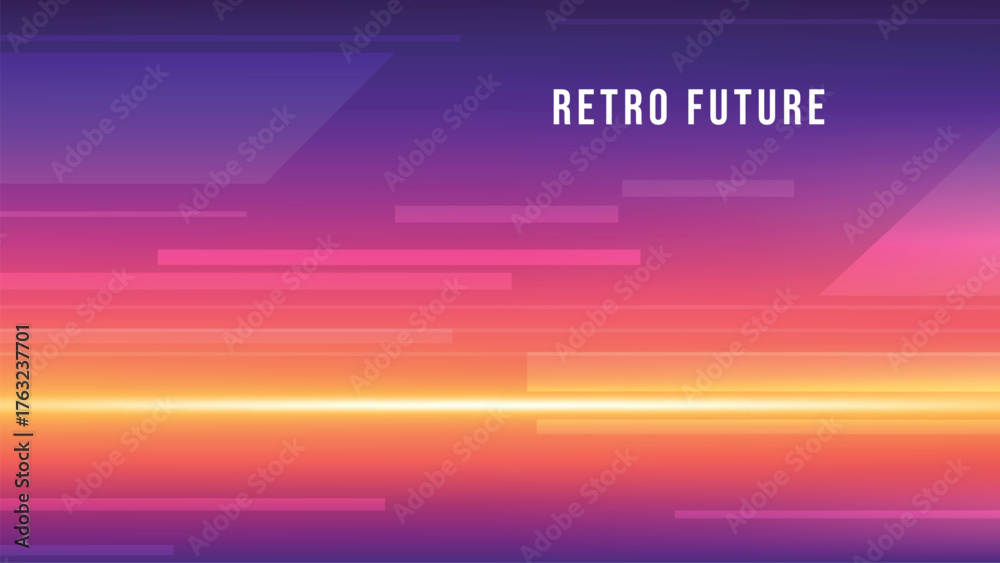 Fototapeta premium Retro futuristic background with glowing horizontal light stripes