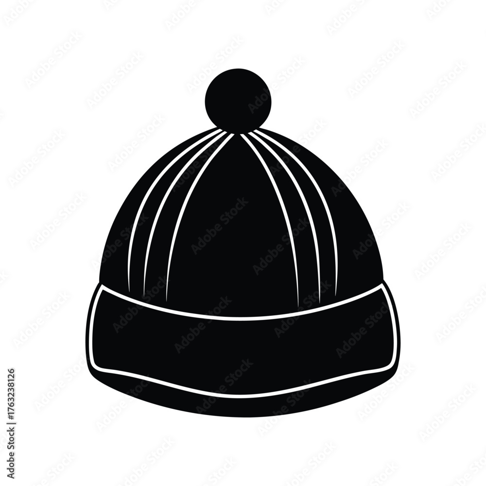 Fototapeta premium Silhouette vector art illustration of Knitted wool hat.eps