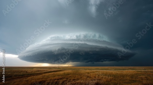 Storm clouds over prairie landscape