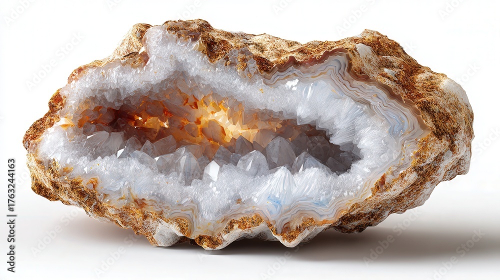 Obraz premium Crystal geode isolated on white background