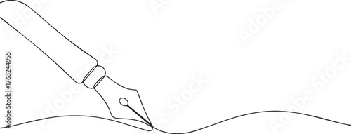 Ball pen writing on a paper one continuous line art, Vector illustration, One line art, Line art graphic style 