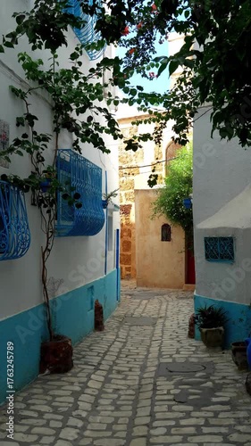 A small street in the medina of Bizerte, Tunisia