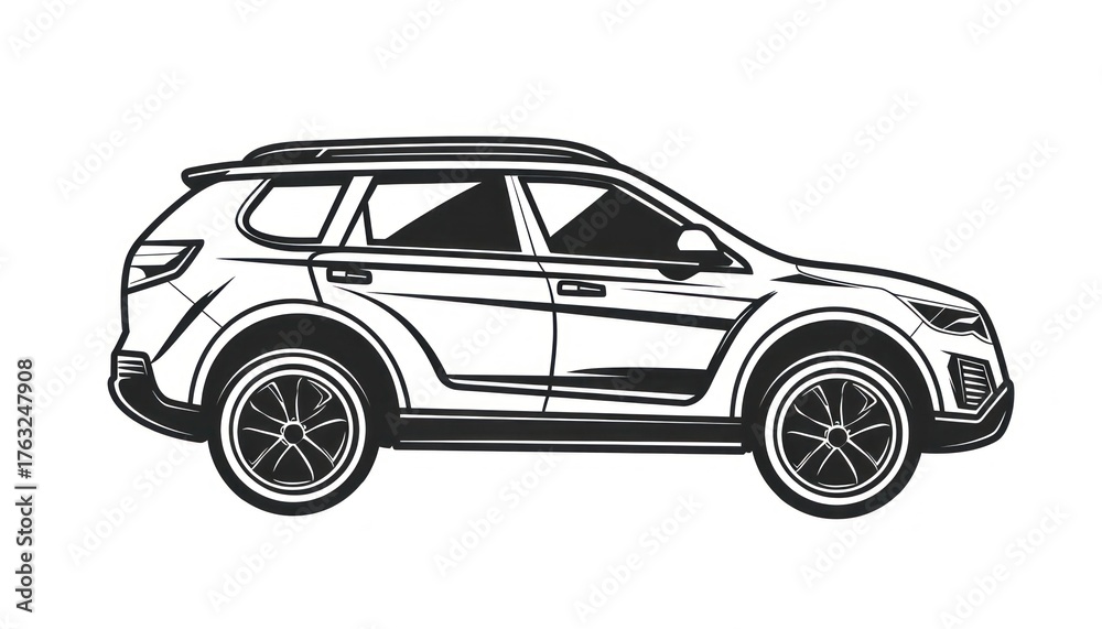Naklejka premium Cartoon illustration of suv car transportation automobile vehicle.