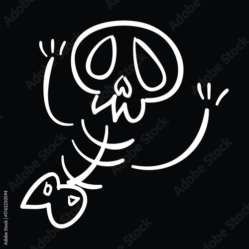 skeleton ghost hallowen icon white and black